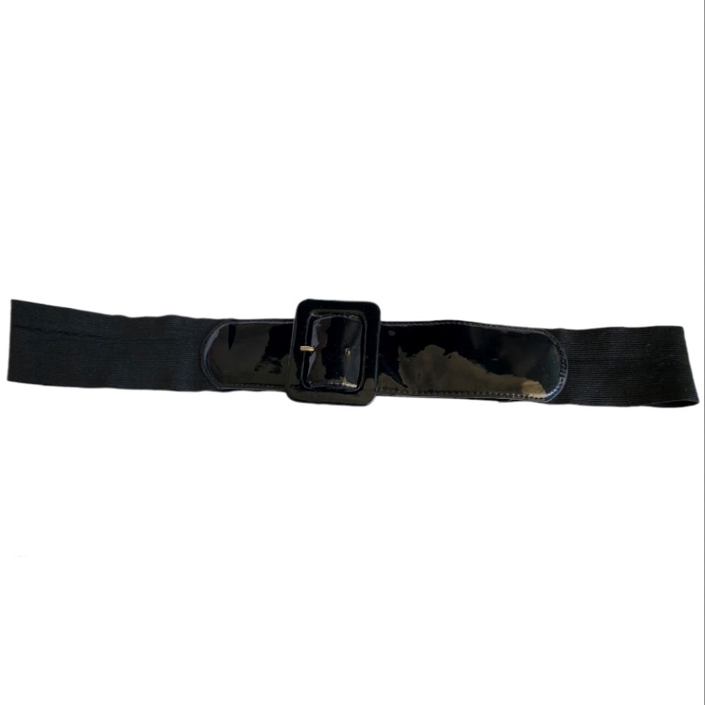 Black Elastic and Patten Leather Plus Size Belt, Size 3xl - 4xl